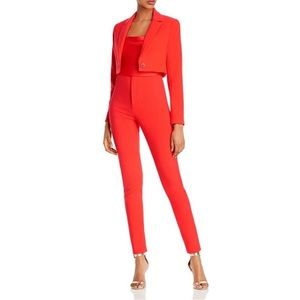 Alice + Olivia Lorinda Red High Waisted Cropped Pants in Bright Poppy - Size 10